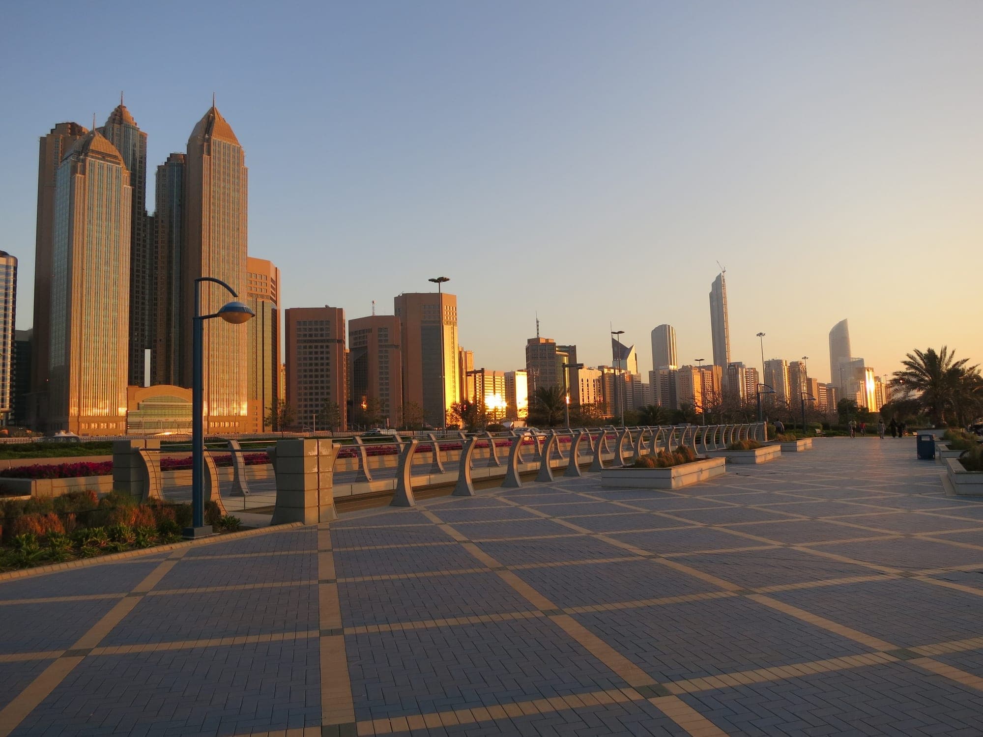Abu Dhabi's skyline seen from the Corniche