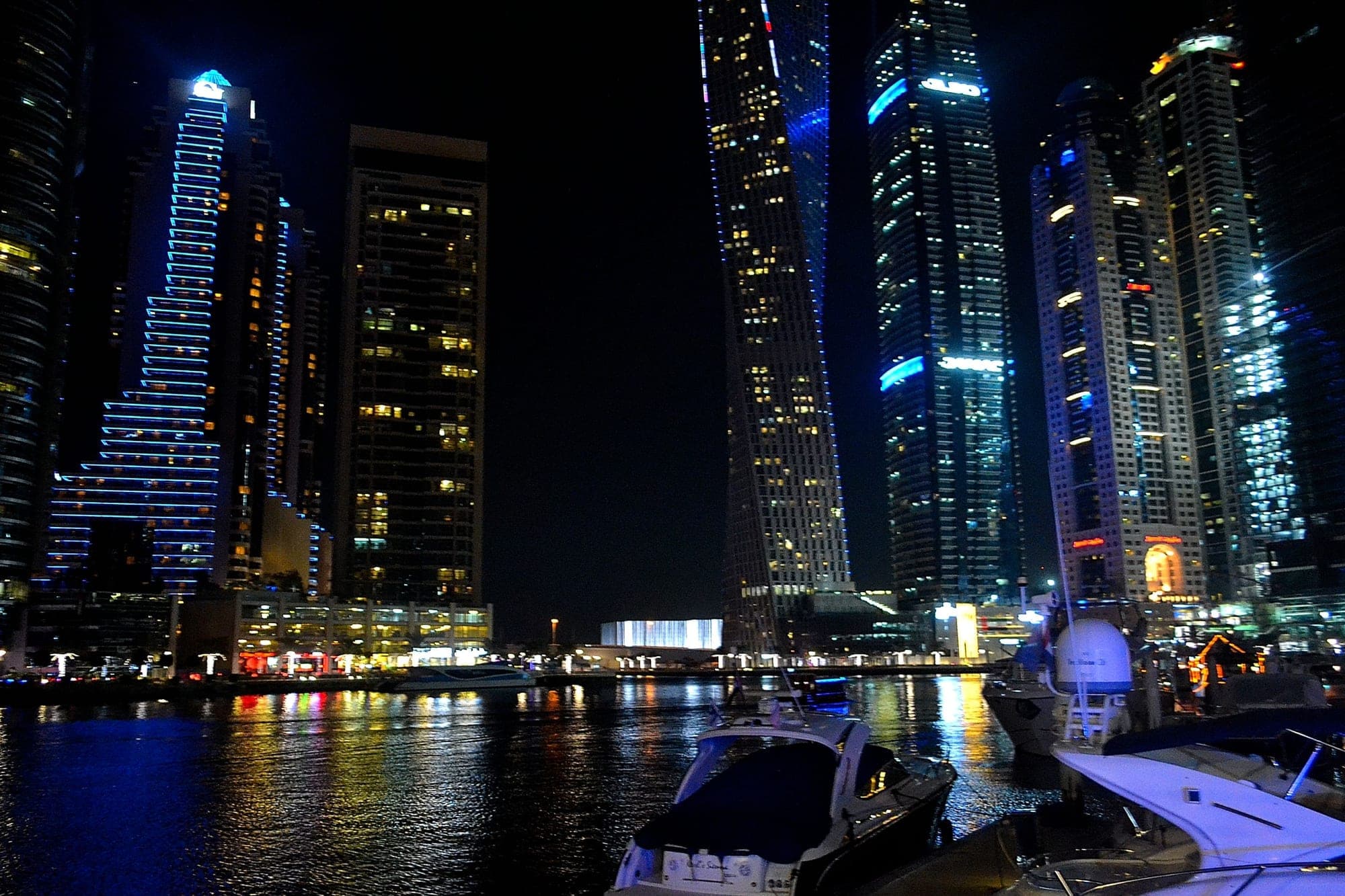 Dubai Marina skyline at night