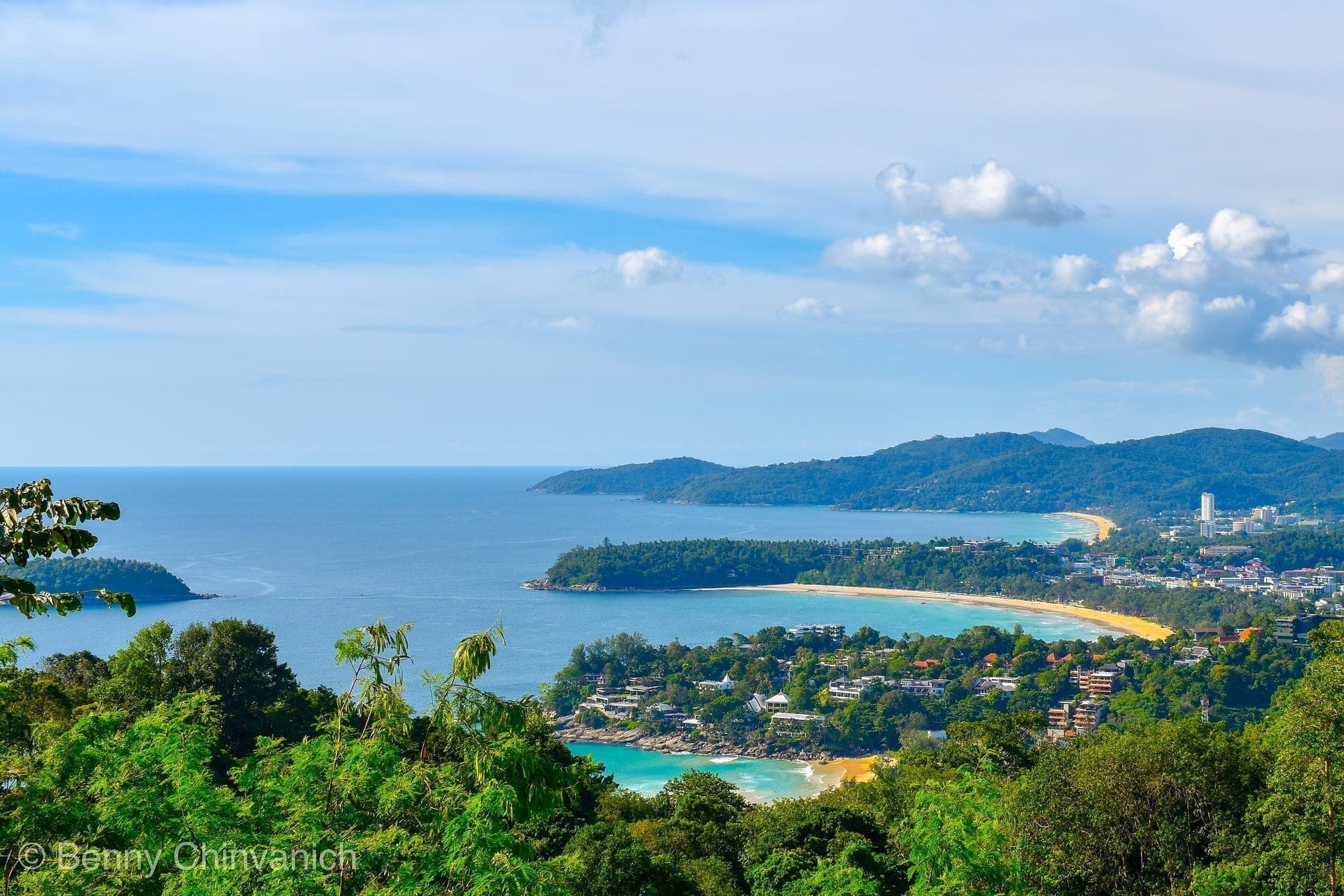 The coastline and bay of Phuket seen from a viewpoint