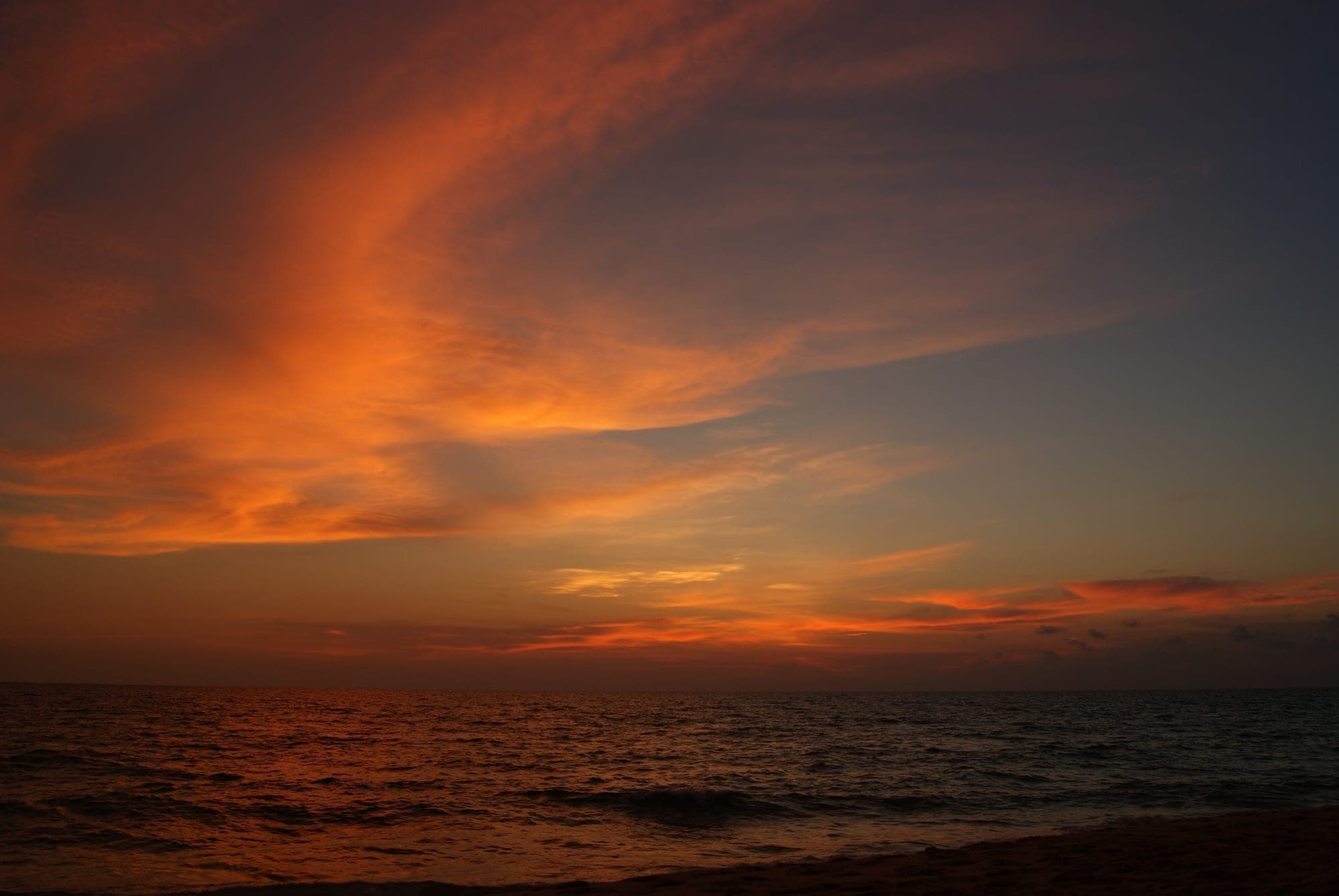 Orange sunset over the sea at Phu Quoc