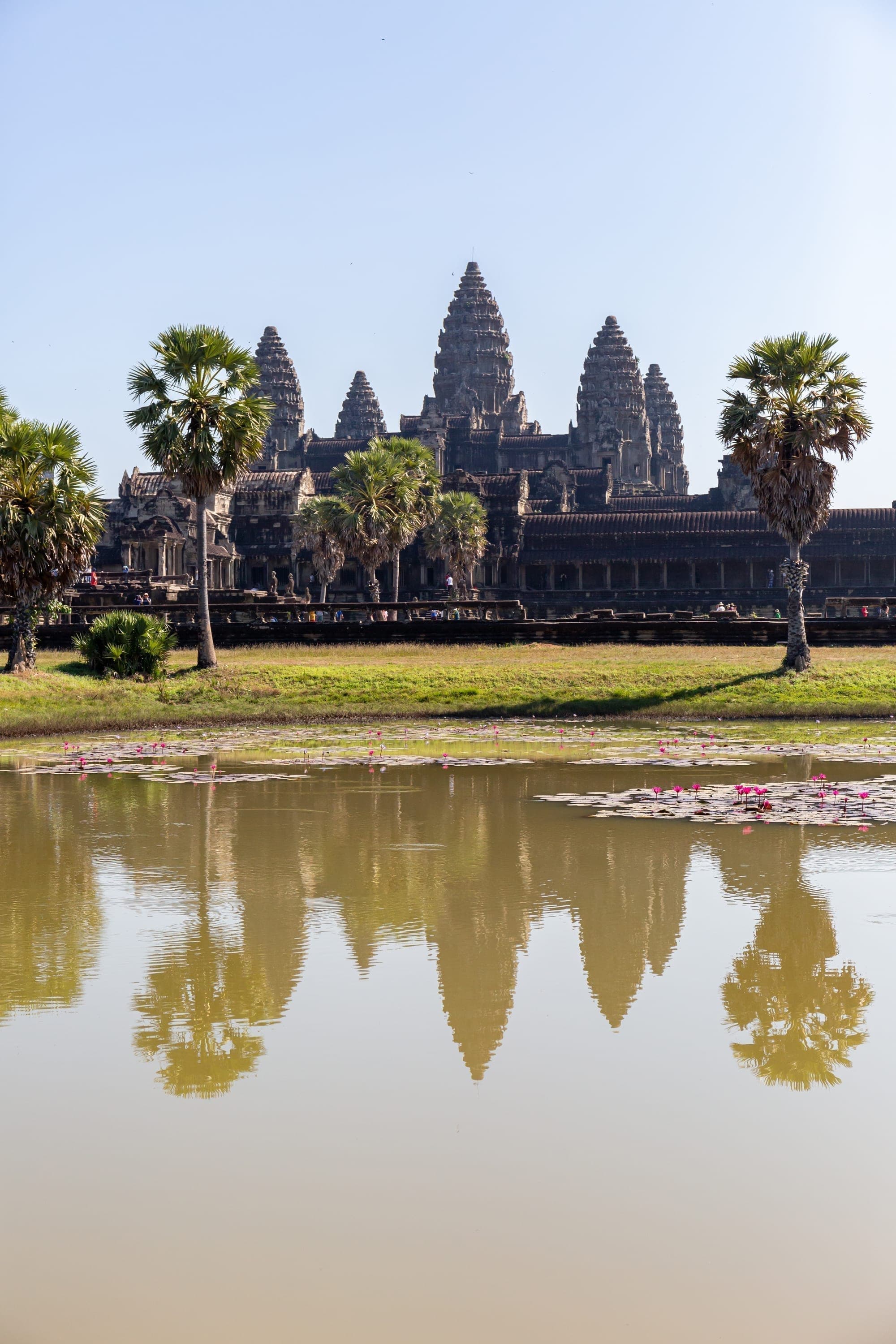 Angkor Wat reflected in the pond in front of the temple