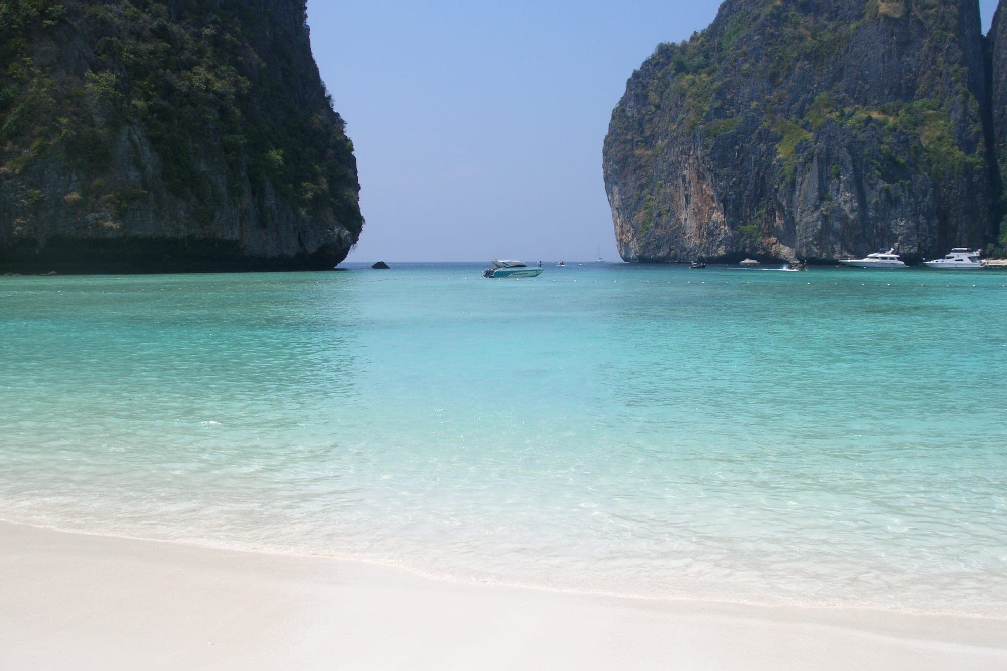 Clear shallow water below the cliffs of Maya Bay, Thailand