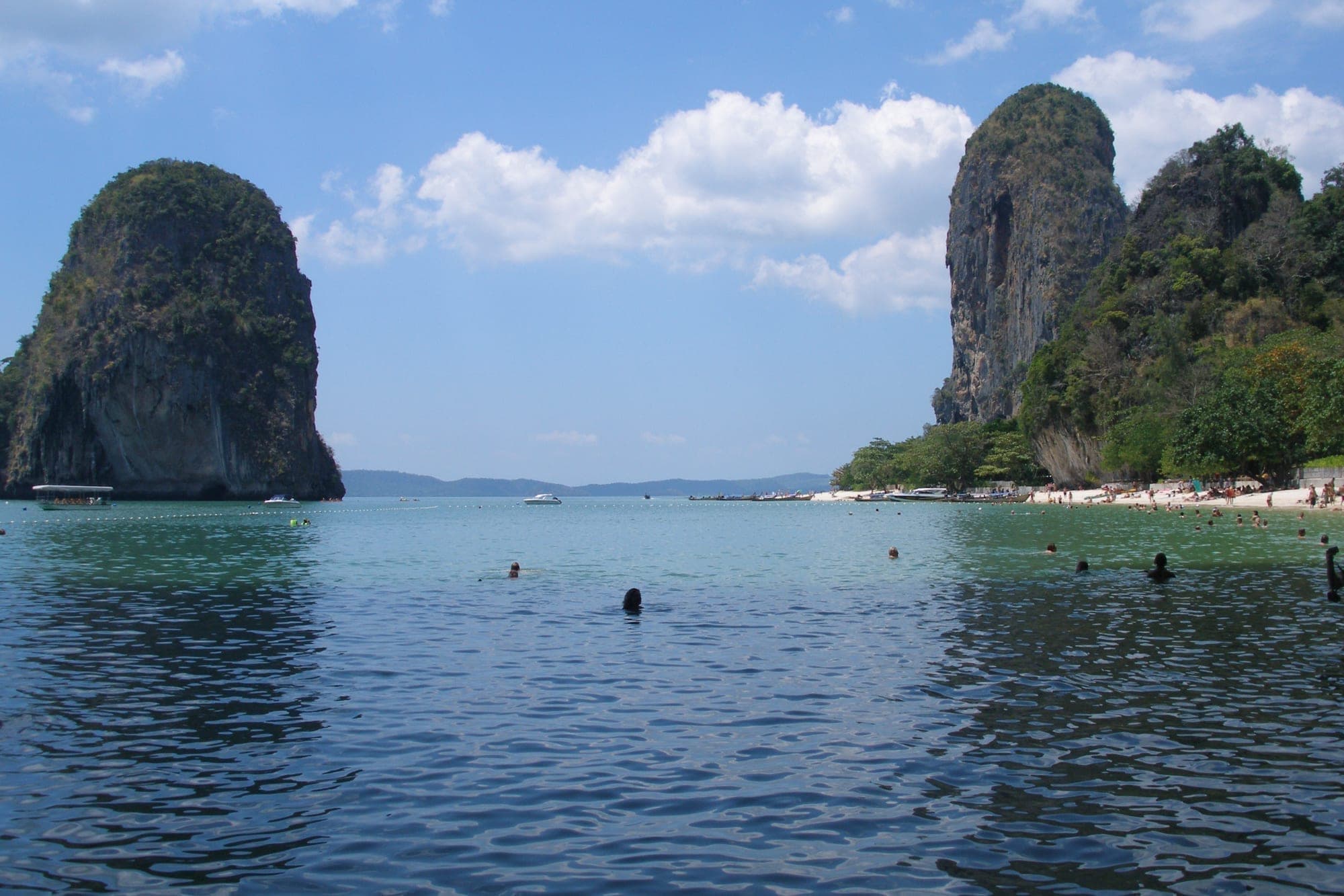 Limestone cliffs above the turquoise water at Railay Beach, Krabi